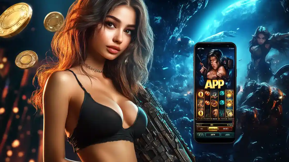 একজন সাহসী নারী ck99 মোবাইল গেমিং অ্যাপ ব্যবহার করছেন, যা অ্যাকশনভিত্তিক গেমের অনুভূতি প্রকাশ করে।
